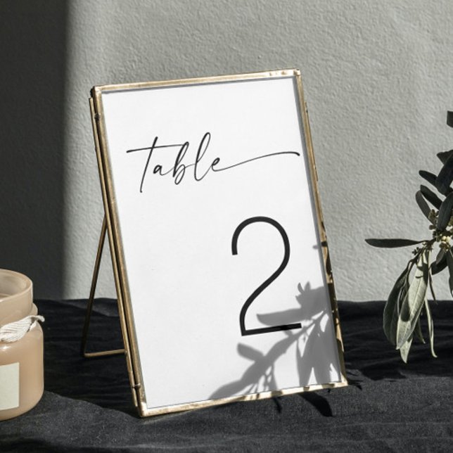 Numeração De Mesa Casamento Minimalista Preto e Branco com Letra Mod (Criador carregado)