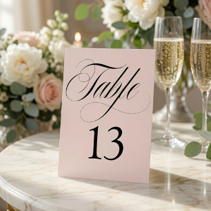 Numeração De Mesa Casamento Minimalista Rosa Elegante Script