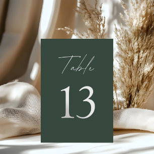 Numeração De Mesa Casamento Minimalista Verde Escuro 