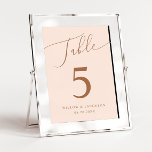 Numeração De Mesa Casamento Mínimo Cor-de-Rosa Esbranquiçada<br><div class="desc">Número mínimo e elegante da mesa de casamento com texto moderno de roteiro que diz "Mesa" no topo sobre um fundo cor-de-rosa pincelado.</div>