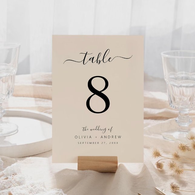 Numeração De Mesa Casamento Mínimo de Cores do Boho Caligráfico (Minimal Calligraphy Boho Color Wedding Table Number)