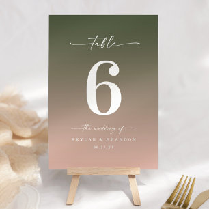 Numeração De Mesa Casamento Mínimo de Floresta Escura Verde e Rosa