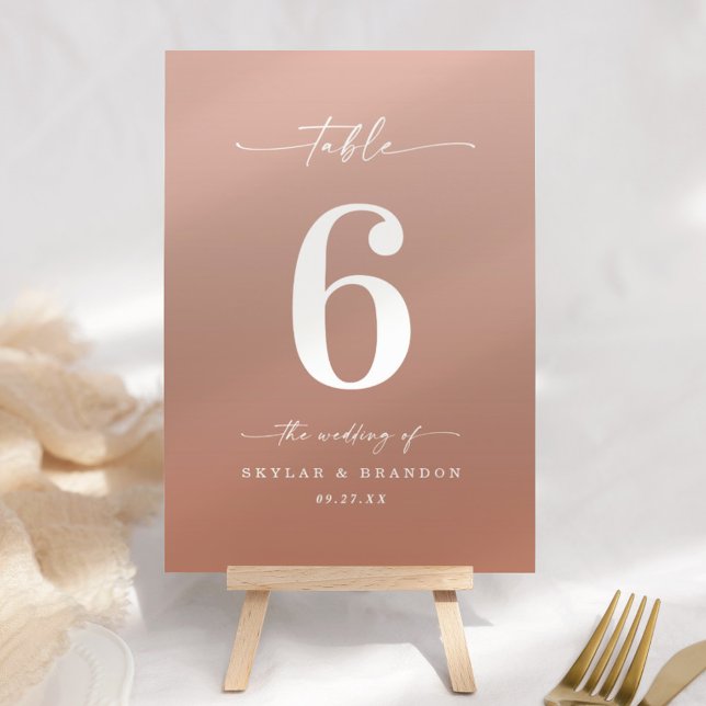 Numeração De Mesa Casamento Mínimo de Ombre Terracotta & Blush Pink (Criador carregado)