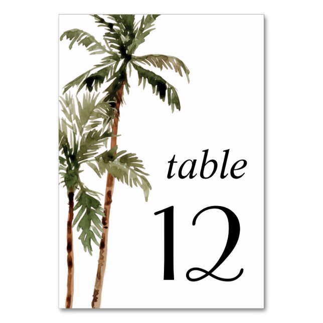 Numeração De Mesa Casamento Mínimo de Praia da Ilha Tropical Palm Tr (Frente)