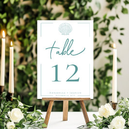 Numeração De Mesa Casamento mínimo de tipografia de Aqua & White Sea