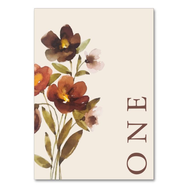 Numeração De Mesa Casamento Mínimo Elegante Floral Rustico | MESA (Frente)