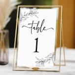 Numeração De Mesa Casamento Mínimo Minimalista de Folha Branca Negra<br><div class="desc">Este é um número mínimo minimalista da Mesa de Casamento de Folha Branca Negra!</div>