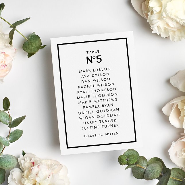 Numeração De Mesa Casamento Mínimo Monocromático Chic Francês (Criador carregado)