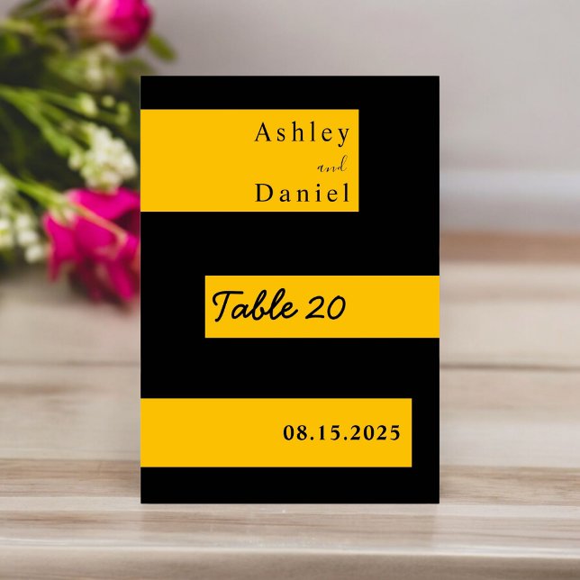 Numeração De Mesa Casamento Mínimo Negro E Dourado Moderno E Elegant (Criador carregado)