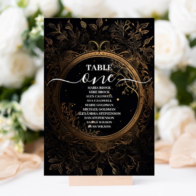 Numeração De Mesa Casamento Místico Celestial Preto e Dourado (Criador carregado)