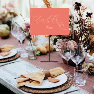 Numeração De Mesa Casamento Modern Colorblock Coral escuro