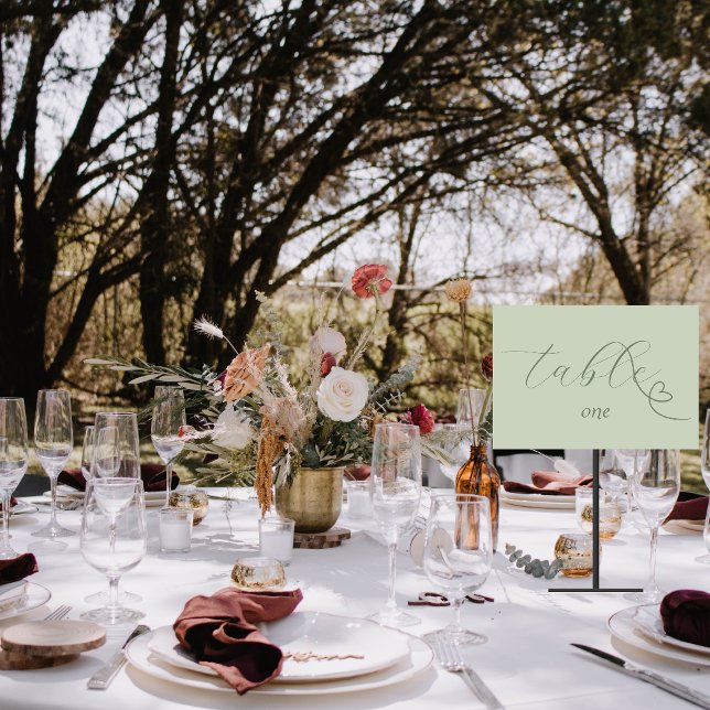 Numeração De Mesa Casamento Modern Colorblock | Sage leve (Criador carregado)
