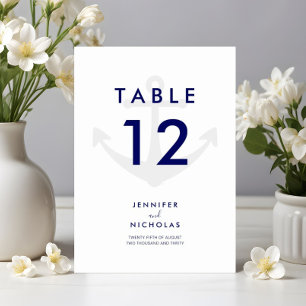 Numeração De Mesa Casamento Moderno Azul Marinho Âncora Náutica