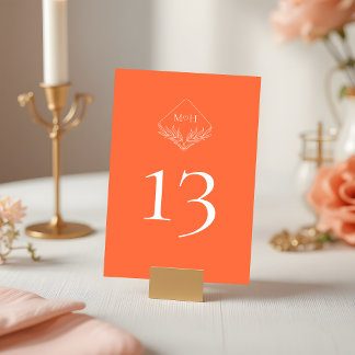Numeração De Mesa Casamento Moderno Boho Monograma Coral Rosa Laranj