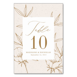 Numeração De Mesa Casamento Moderno Botânico Floral Creme e Dourado