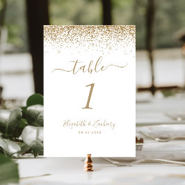 Numeração De Mesa Casamento Moderno com Borda de Brilho em Ouro Bran