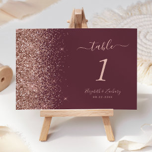 Numeração De Mesa Casamento Moderno com Brilho em Dourado Rosa e Bur