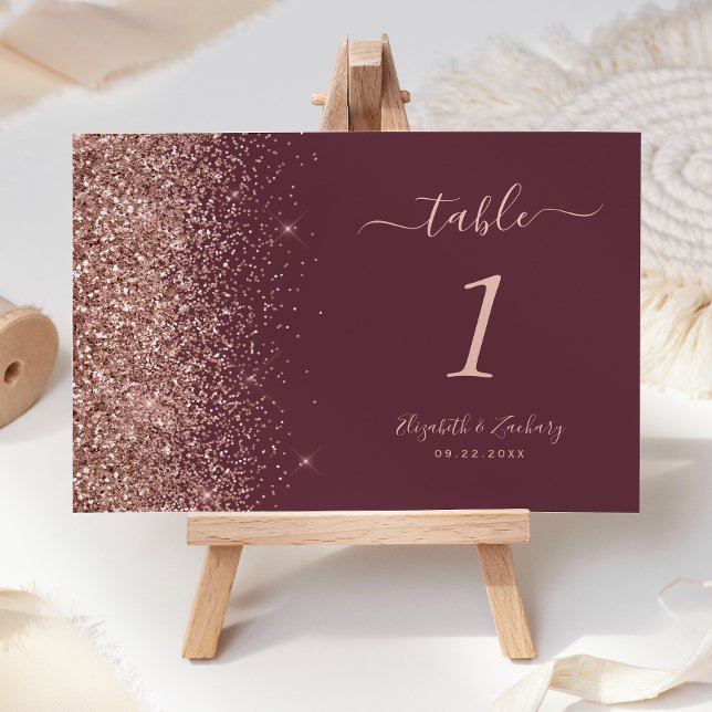 Numeração De Mesa Casamento Moderno com Brilho em Dourado Rosa e Bur (Criador carregado)