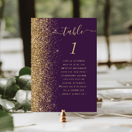 Numeração De Mesa Casamento Moderno com Brilho Roxo Dourado