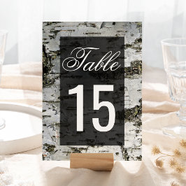 Numeração De Mesa Casamento Moderno com Casca de Bétula Rústica