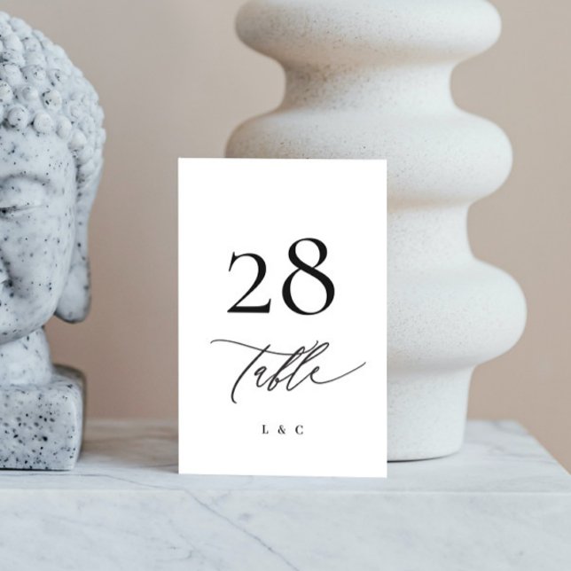 Numeração De Mesa Casamento Moderno da Caligrafia Branca e Negra (Criador carregado)
