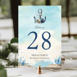 Numeração De Mesa Casamento Moderno da Praia da Anchor Náutica Chic