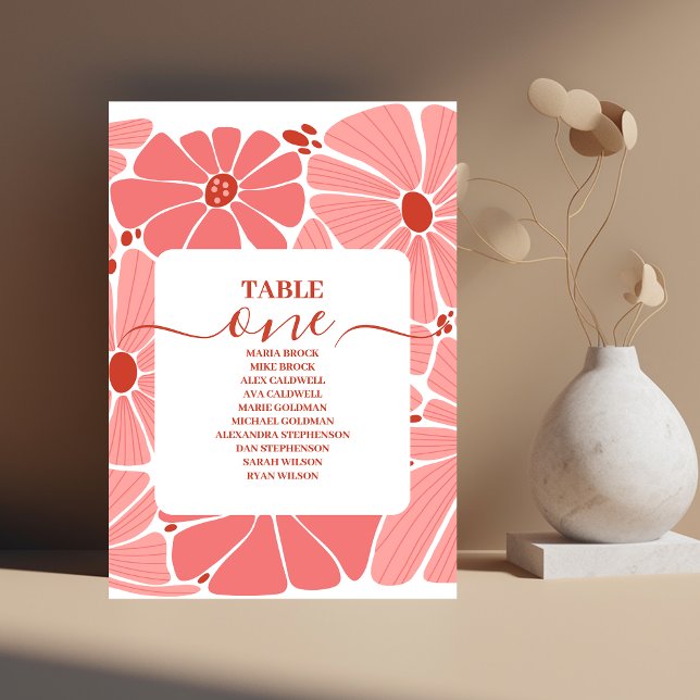 Numeração De Mesa Casamento moderno de margarida rosa (Criador carregado)