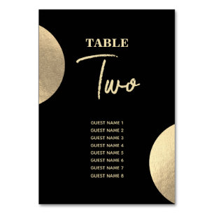 Numeração De Mesa Casamento moderno de preto e Abstrato Dourado cont