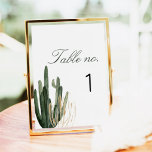 Numeração De Mesa Casamento Moderno de Saguaro Cactus<br><div class="desc">Este número de tabela apresenta um cacto de aquarela e uma fonte de script elegante. Este é o convite perfeito para o seu casamento boêmico,  verão ou jardim.</div>