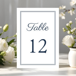 Numeração De Mesa Casamento Moderno Elegante Azul-Marinho Script