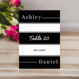 Numeração De Mesa Casamento Moderno Elegante Black & White Stripes