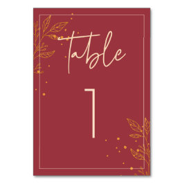 Numeração De Mesa Casamento Moderno Elegante Burgundy e Dourado