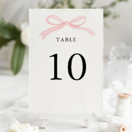 Numeração De Mesa Casamento Moderno Elegante com Laço Rosa Bege