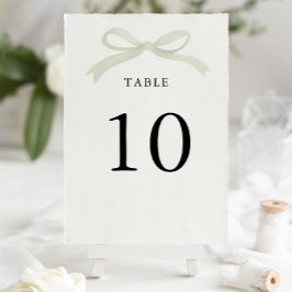 Numeração De Mesa Casamento Moderno Elegante com Laço Verde Sage