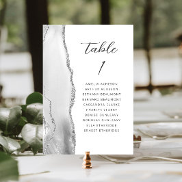 Numeração De Mesa Casamento Moderno em Cinza Ágata Prata Script