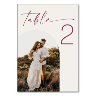 Numeração De Mesa Casamento Moderno em Marfim Suave Arco Foto Limp