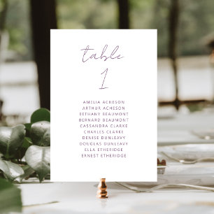 Numeração De Mesa Casamento Moderno Minimalista com Letra Mauve
