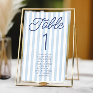 Numeração De Mesa Casamento Moderno Minimalista com Listras Azuis