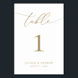 Numeração De Mesa Casamento Moderno Minimalista Dourado | Personaliz<br><div class="desc">(**NOTA: Para solicitar,  basta ajustar o número da tabela (e o nome/data) e adicionar cada número ao carrinho separadamente. Em seguida,  faça check-out assim que terminar.) Belo,  elegante,  moderno e minimalista,  cartão de número de mesa. Totalmente personalizável com seus nomes (ou Nome do Evento) e Data.</div>