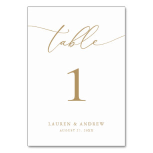 Numeração De Mesa Casamento Moderno Minimalista Dourado   Personaliz