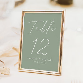 Numeração De Mesa Casamento Moderno Minimalista em Verde Sage