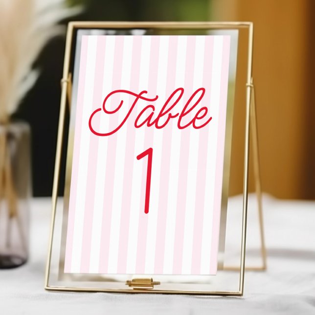 Numeração De Mesa Casamento Moderno Minimalista Listras Rosa Vermelh (Criador carregado)