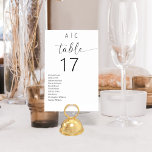 Numeração De Mesa Casamento Moderno Minimalista Negro e Branco<br><div class="desc">Elevem sua decoração de recepção de casamento com nossos Números de Tabelas Modernas de Casamentos Minimalistas, Pretos e Brancos, uma elegante e na moda que combina perfeitamente o design contemporâneo com a elegância do eterno. Cada número de tabela nesta coleção apresenta um esquema de cores preto e branco minimalista, exuando...</div>