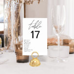 Numeração De Mesa Casamento Moderno Minimalista Negro e Branco<br><div class="desc">Elevem sua decoração de recepção de casamento com nossos Números de Tabelas Modernas de Casamentos Minimalistas, Pretos e Brancos, uma elegante e na moda que combina perfeitamente o design contemporâneo com a elegância do eterno. Cada número de tabela nesta coleção apresenta um esquema de cores preto e branco minimalista, exuando...</div>