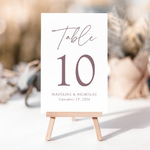 Numeração De Mesa Casamento Moderno Minimalista Roxo Mauve Letra Man