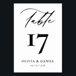 Numeração De Mesa Casamento Moderno Negro Minimalista<br><div class="desc">Elevem sua decoração de recepção de casamento com nossos Números de Tabelas Modernas de Casamentos Minimalistas, Pretos e Brancos, uma elegante e na moda que combina perfeitamente o design contemporâneo com a elegância do eterno. Cada número de tabela nesta coleção apresenta um esquema de cores preto e branco minimalista, exuando...</div>