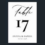 Numeração De Mesa Casamento Moderno Negro Minimalista<br><div class="desc">Elevem sua decoração de recepção de casamento com nossos Números de Tabelas Modernas de Casamentos Minimalistas, Pretos e Brancos, uma elegante e na moda que combina perfeitamente o design contemporâneo com a elegância do eterno. Cada número de tabela nesta coleção apresenta um esquema de cores preto e branco minimalista, exuando...</div>