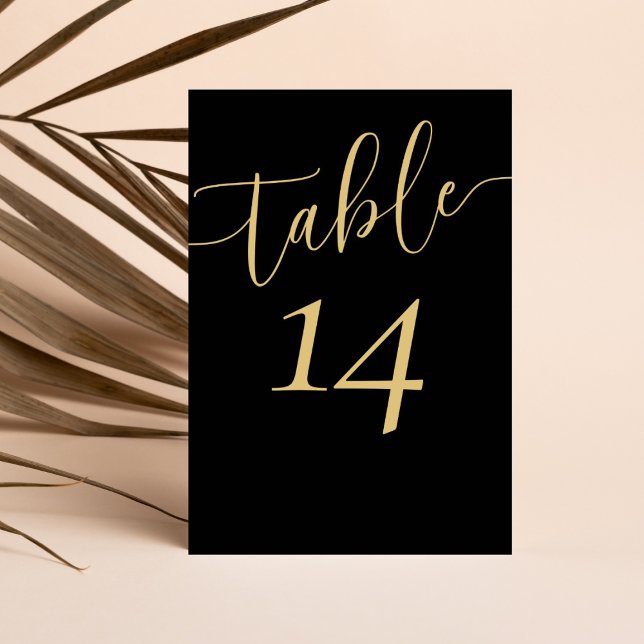Numeração De Mesa Casamento Moderno Preto e Dourado  (Criador carregado)