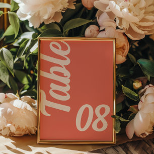 Numeração De Mesa Casamento Moderno Rosa Coral Rótulo Grosso