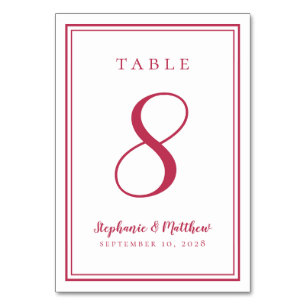 Numeração De Mesa Casamento Moderno Simples Vermelho Magenta Persona